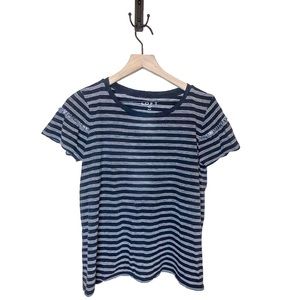 Loft Navy Blue Striped Tshirt with Fringe